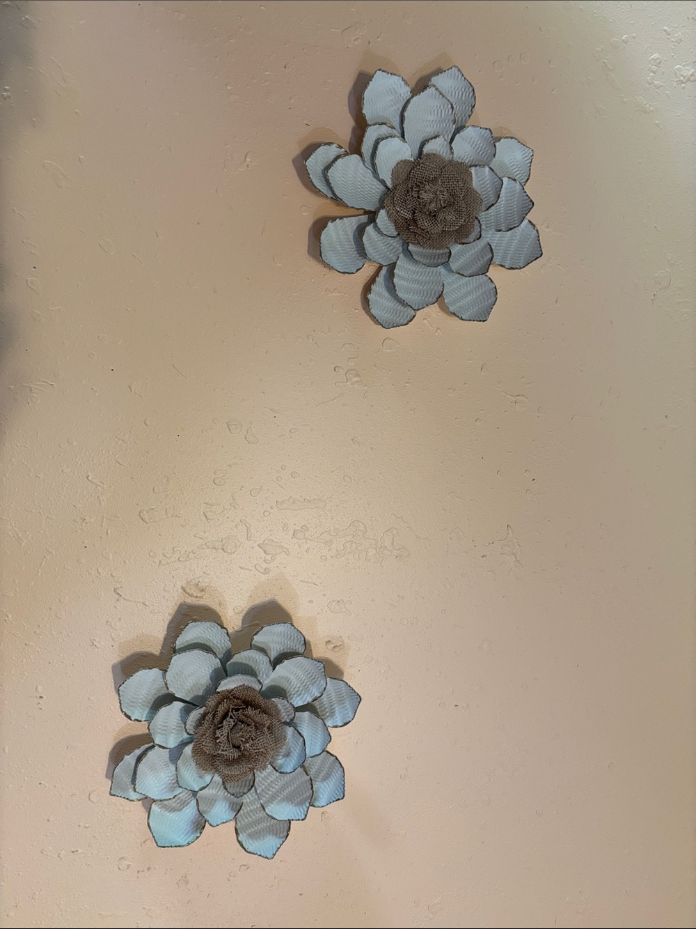 Party City White Shaped Metal and Brown Fabric Flower Wall Accents (Set of 2)